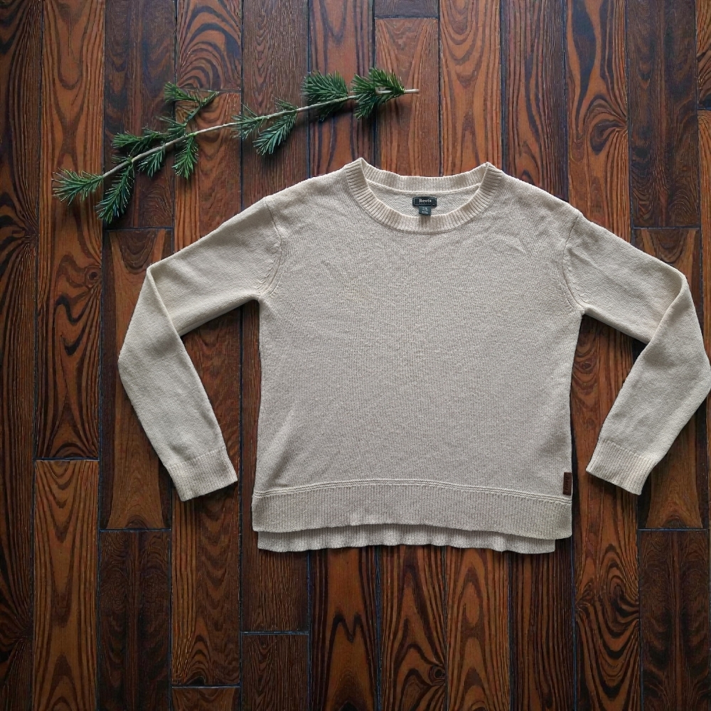 Roots Canada Cream Knit Crewneck Pullover